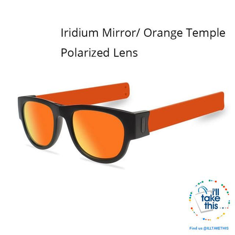 Image of Slap Foldable Mirrored Sunglasses Polarized unique Slappable Bracelet Unisex Design, Folding Shades - I'LL TAKE THIS