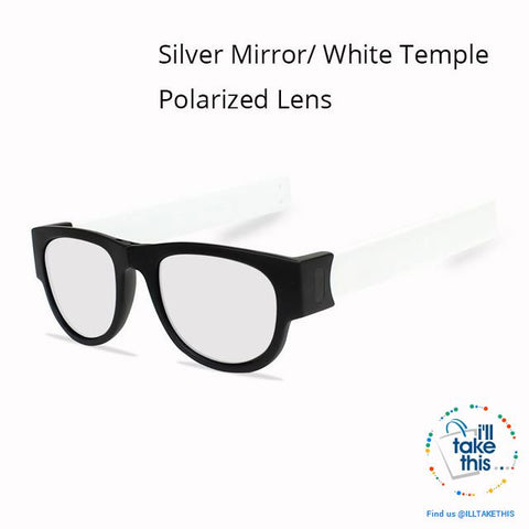 Image of Slap Foldable Mirrored Sunglasses Polarized unique Slappable Bracelet Unisex Design, Folding Shades - I'LL TAKE THIS