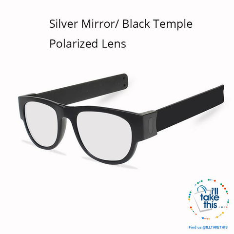Image of Slap Foldable Mirrored Sunglasses Polarized unique Slappable Bracelet Unisex Design, Folding Shades - I'LL TAKE THIS