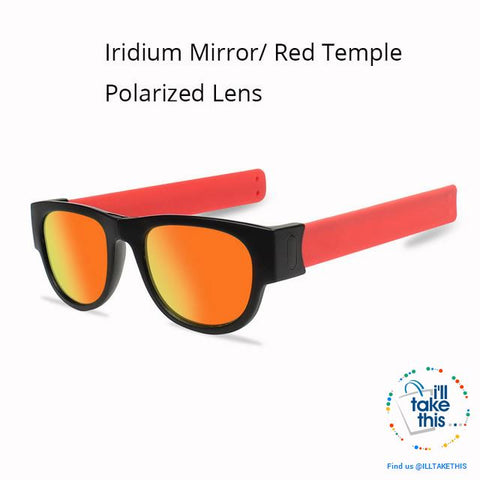 Image of Slap Foldable Mirrored Sunglasses Polarized unique Slappable Bracelet Unisex Design, Folding Shades - I'LL TAKE THIS