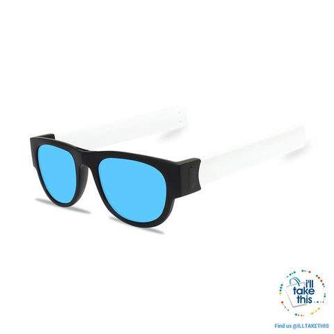 Image of Slap Foldable Mirrored Sunglasses Polarized unique Slappable Bracelet Unisex Design, Folding Shades - I'LL TAKE THIS