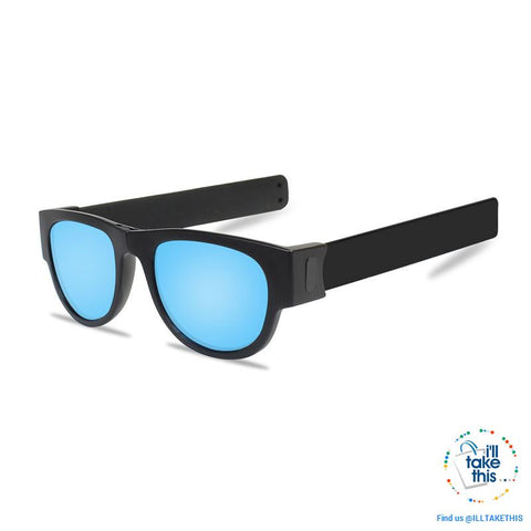 Image of Slap Foldable Mirrored Sunglasses Polarized unique Slappable Bracelet Unisex Design, Folding Shades - I'LL TAKE THIS