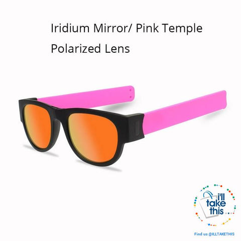Image of Slap Foldable Mirrored Sunglasses Polarized unique Slappable Bracelet Unisex Design, Folding Shades - I'LL TAKE THIS