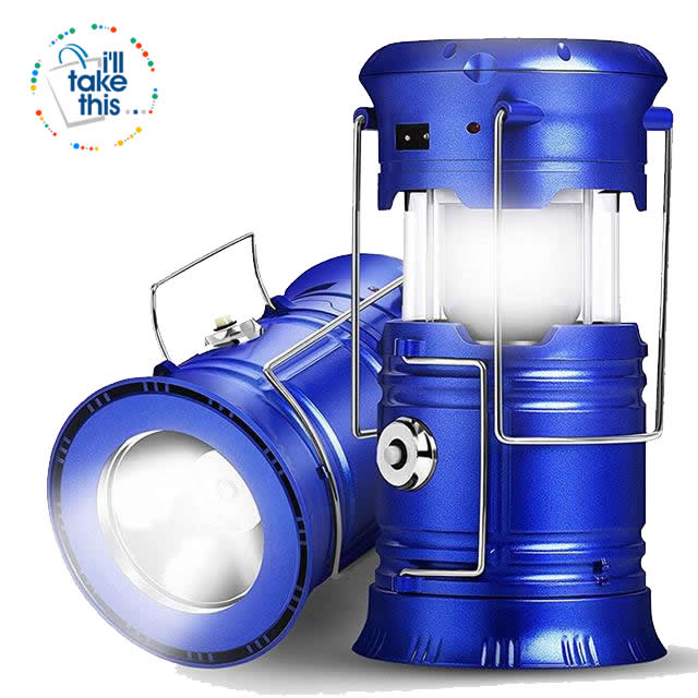 Camping Bundle LED Lights - Solar Powered rechargeable Lantern/Torch Combination + Flashlight - I'LL TAKE THIS