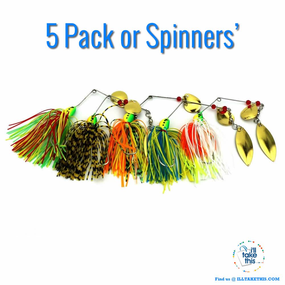 Spinnerbaits Rotating sequins fishing Lures buzz baits - 5 colored Skirt Options - I'LL TAKE THIS