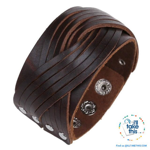 Image of Punk/Vintage Style Wristband all made with Genuine Leather - Braided, Wraps, Studs, Skulls + more - I'LL TAKE THIS