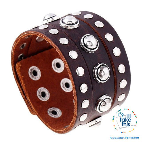Image of Punk/Vintage Style Wristband all made with Genuine Leather - Braided, Wraps, Studs, Skulls + more - I'LL TAKE THIS