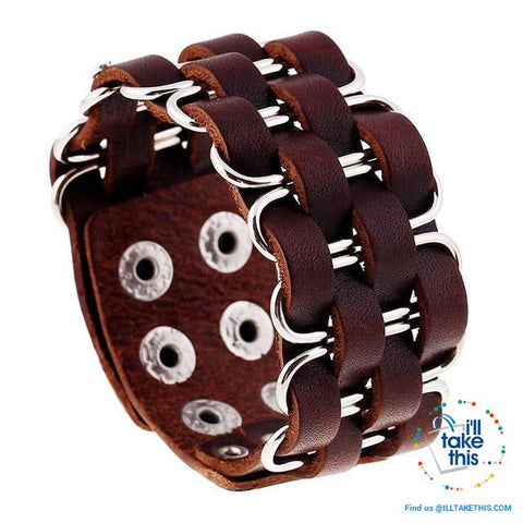 Image of Punk/Vintage Style Wristband all made with Genuine Leather - Braided, Wraps, Studs, Skulls + more - I'LL TAKE THIS