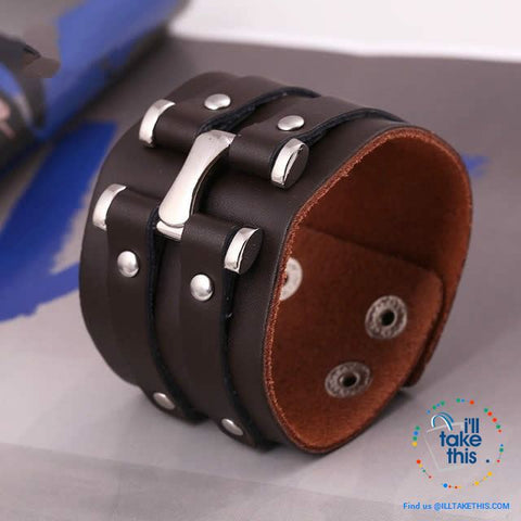 Image of Punk/Vintage Style Wristband all made with Genuine Leather - Braided, Wraps, Studs, Skulls + more - I'LL TAKE THIS