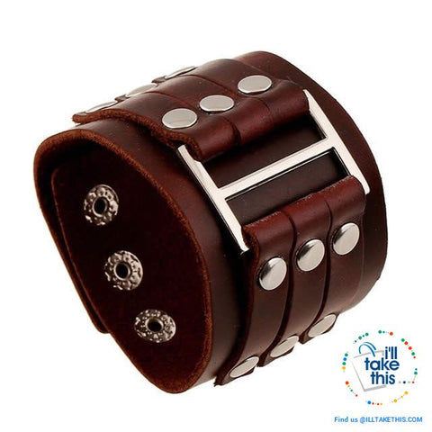 Image of Punk/Vintage Style Wristband all made with Genuine Leather - Braided, Wraps, Studs, Skulls + more - I'LL TAKE THIS