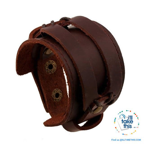 Image of Punk/Vintage Style Wristband all made with Genuine Leather - Braided, Wraps, Studs, Skulls + more - I'LL TAKE THIS