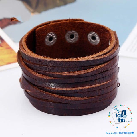 Image of Punk/Vintage Style Wristband all made with Genuine Leather - Braided, Wraps, Studs, Skulls + more - I'LL TAKE THIS