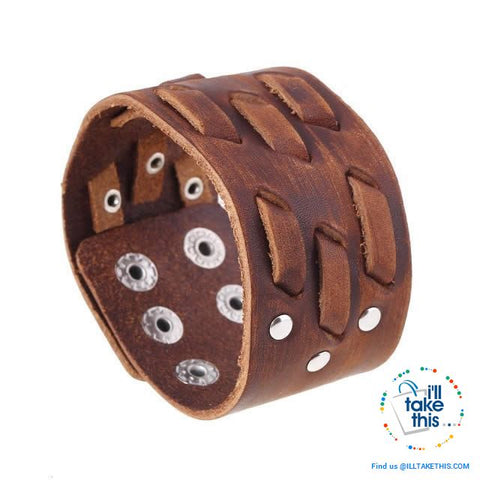 Image of Punk/Vintage Style Wristband all made with Genuine Leather - Braided, Wraps, Studs, Skulls + more - I'LL TAKE THIS