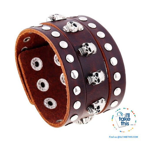Image of Punk/Vintage Style Wristband all made with Genuine Leather - Braided, Wraps, Studs, Skulls + more - I'LL TAKE THIS