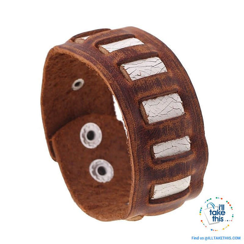 Image of Punk/Vintage Style Wristband all made with Genuine Leather - Braided, Wraps, Studs, Skulls + more - I'LL TAKE THIS