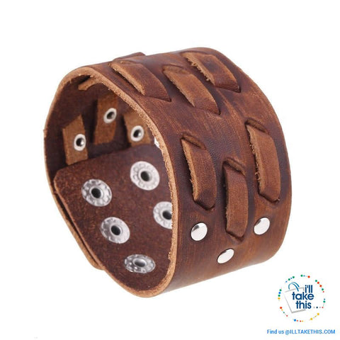 Image of Punk/Vintage Style Wristband all made with Genuine Leather - Braided, Wraps, Studs, Skulls + more - I'LL TAKE THIS