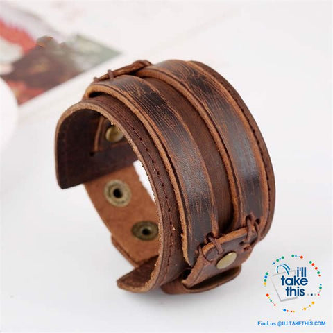 Image of Punk/Vintage Style Wristband all made with Genuine Leather - Braided, Wraps, Studs, Skulls + more - I'LL TAKE THIS