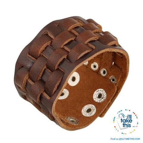 Image of Punk/Vintage Style Wristband all made with Genuine Leather -  Braided, Wraps, Studs, Skulls + more - I'LL TAKE THIS