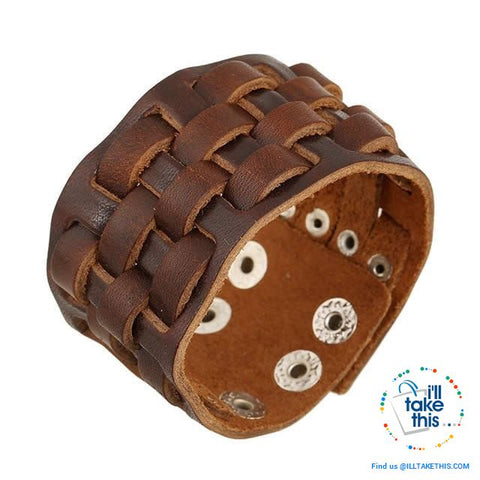 Image of Punk/Vintage Style Wristband all made with Genuine Leather - Braided, Wraps, Studs, Skulls + more - I'LL TAKE THIS