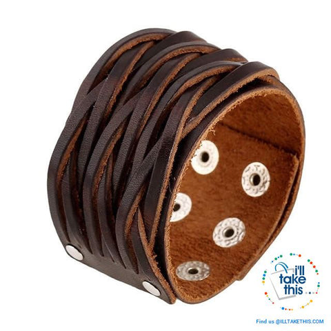 Image of Punk/Vintage Style Wristband all made with Genuine Leather - Braided, Wraps, Studs, Skulls + more - I'LL TAKE THIS