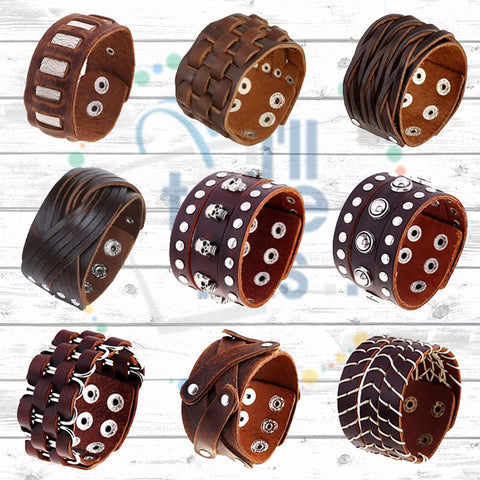 Image of Punk/Vintage Style Wristband all made with Genuine Leather - Braided, Wraps, Studs, Skulls + more - I'LL TAKE THIS