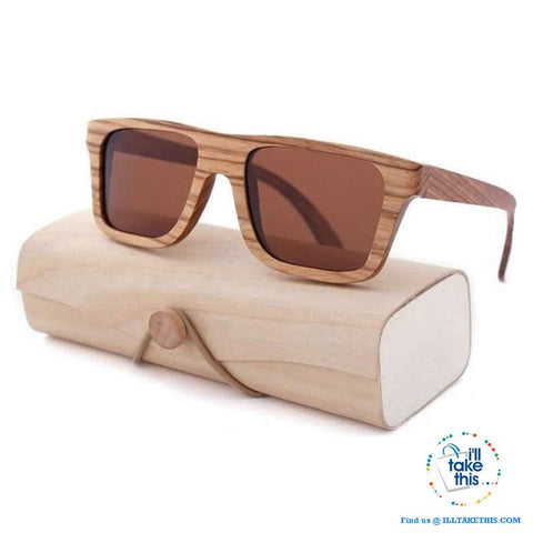 Image of Unisex Design Zebra Wooden Wayfarer styled Retro Sunglasses - I'LL TAKE THIS