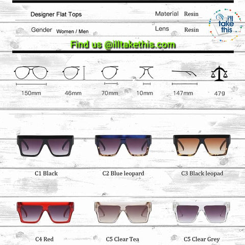 Image of Designer Unisex Oversized FLAT TOP Sunglasses - Vintage Brand Design Full Frame Sun glasses UV400 - I'LL TAKE THIS
