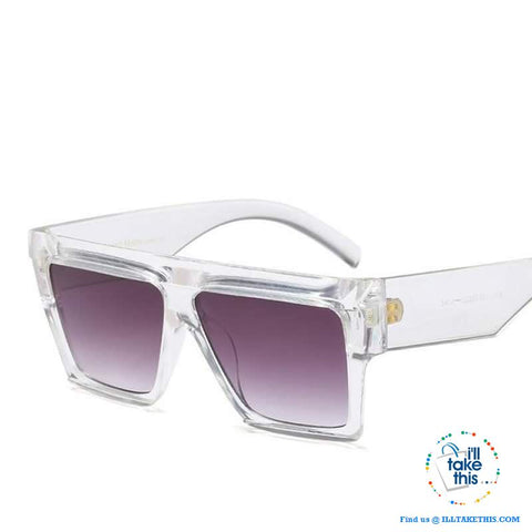 Image of Designer Unisex Oversized FLAT TOP Sunglasses - Vintage Brand Design Full Frame Sun glasses UV400 - I'LL TAKE THIS