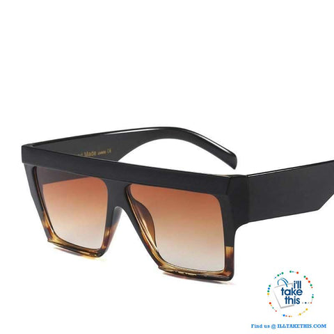 Image of Designer Unisex Oversized FLAT TOP Sunglasses - Vintage Brand Design Full Frame Sun glasses UV400 - I'LL TAKE THIS