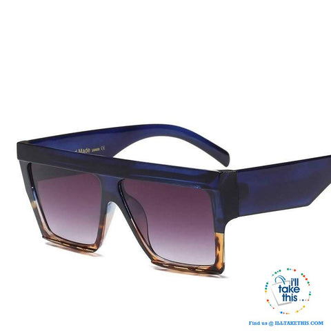 Image of Designer Unisex Oversized FLAT TOP Sunglasses - Vintage Brand Design Full Frame Sun glasses UV400 - I'LL TAKE THIS