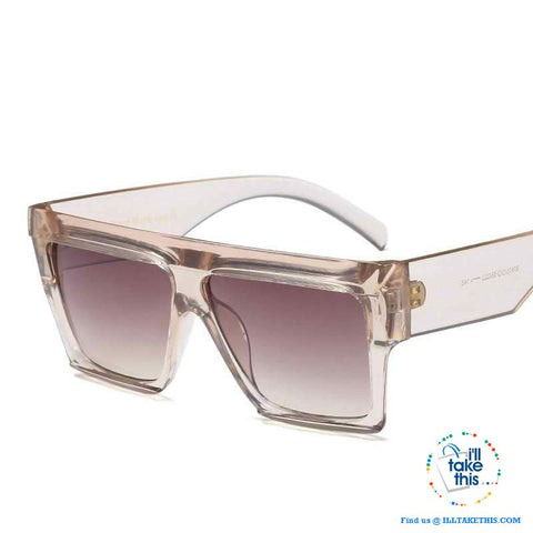 Image of Designer Unisex Oversized FLAT TOP Sunglasses - Vintage Brand Design Full Frame Sun glasses UV400 - I'LL TAKE THIS