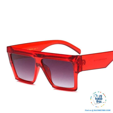 Image of Designer Unisex Oversized FLAT TOP Sunglasses - Vintage Brand Design Full Frame Sun glasses UV400 - I'LL TAKE THIS