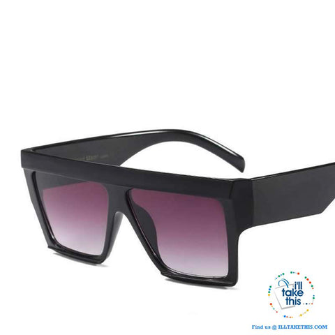 Image of Designer Unisex Oversized FLAT TOP Sunglasses - Vintage Brand Design Full Frame Sun glasses UV400 - I'LL TAKE THIS
