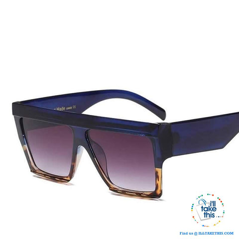 Image of Designer Unisex Oversized FLAT TOP Sunglasses - Vintage Brand Design Full Frame Sun glasses UV400 - I'LL TAKE THIS