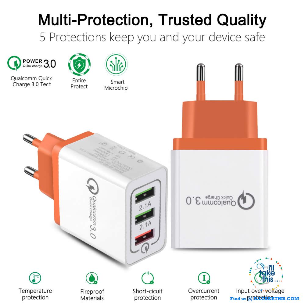 Universal 18W USB Quick charge 3.0 5V 3A for iPhone X, Xs, Xr, 8, 7, Samsung Note 9,9+, Note8,8+ - I'LL TAKE THIS