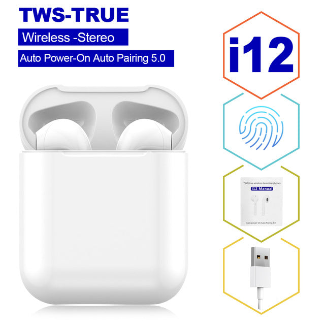 Wireless Earbuds with Touch Key and Mic, Suits iPhone, Android or any Bluetooth Smartphones