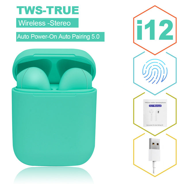 Wireless Earbuds with Touch Key and Mic, Suits iPhone, Android or any Bluetooth Smartphones