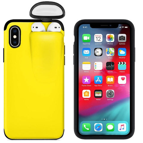 Image of Apple iPhone Protective Case with AirPod Capsule - iPhone 11 Pro Max XR XS Max 6 6s 7 8 Plus