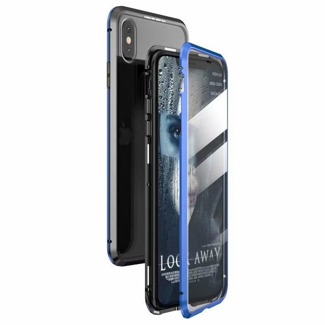 Magnetic Double sided Tempered glass protective case, suits - iPhone X/XS/XS MAX/XR 7 8 plus