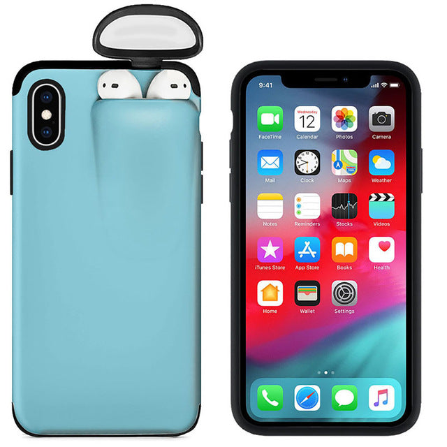 Apple iPhone Protective Case with AirPod Capsule - iPhone 11 Pro Max XR XS Max 6 6s 7 8 Plus