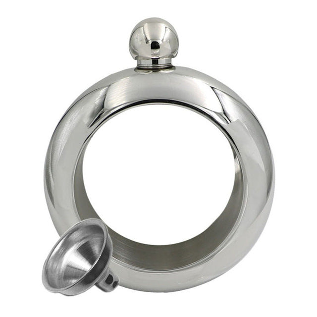 Bangle Bracelet Hip Flask Silver/Rainbow/Copper Grade 304 Stainless Steel High Quality Whiskey Drink-ware and Funnel Set - I'LL TAKE THIS
