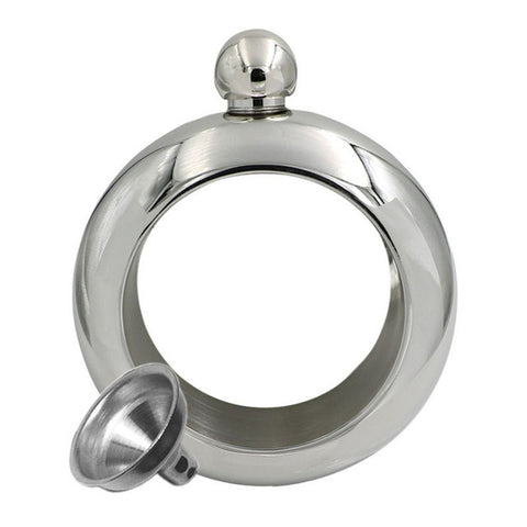 Image of Bangle Bracelet Hip Flask Silver/Rainbow/Copper Grade 304 Stainless Steel High Quality Whiskey Drink-ware and Funnel Set - I'LL TAKE THIS
