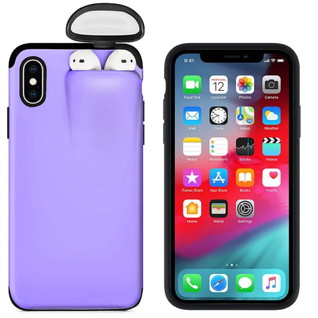 Apple iPhone Protective Case with AirPod Capsule - iPhone 11 Pro Max XR XS Max 6 6s 7 8 Plus