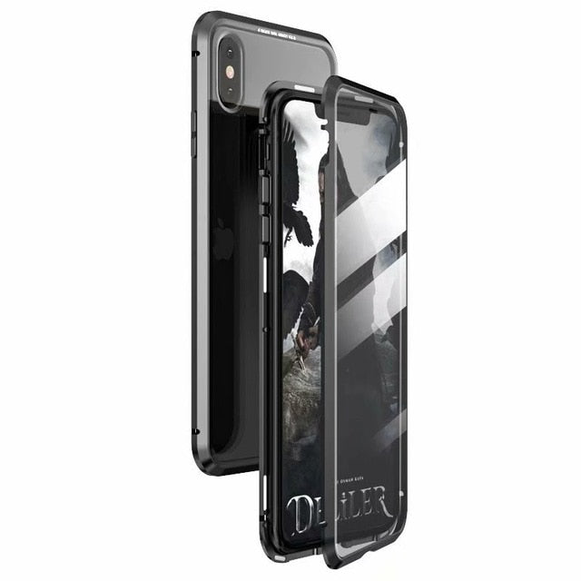 Magnetic Double sided Tempered glass protective case, suits - iPhone X/XS/XS MAX/XR 7 8 plus