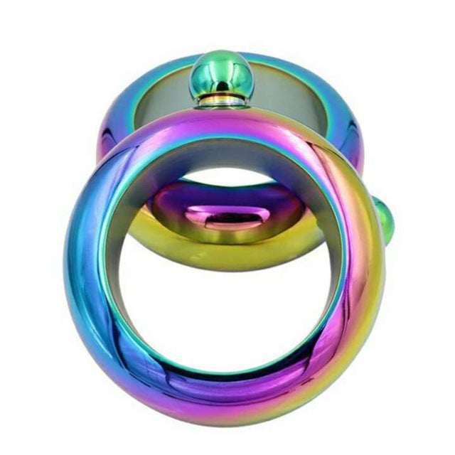 Bangle Bracelet Hip Flask Silver/Rainbow/Copper Grade 304 Stainless Steel High Quality Whiskey Drink-ware and Funnel Set - I'LL TAKE THIS