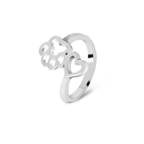 Image of Dog / Cat Paw Footprint and Heart Rings, Your choice of Gold or Silver - I'LL TAKE THIS