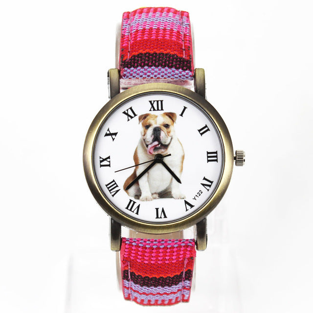 British Bulldog Women wrist watch with Camouflage Denim Canvas Wrist band in 7 color combinations - I'LL TAKE THIS
