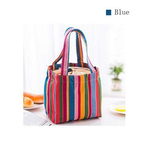 Image of Stripe Pattern Lunch Bags Insulated Cold Canvas Drawstring Picnic Carry Case Thermal Lunch Bag - I'LL TAKE THIS