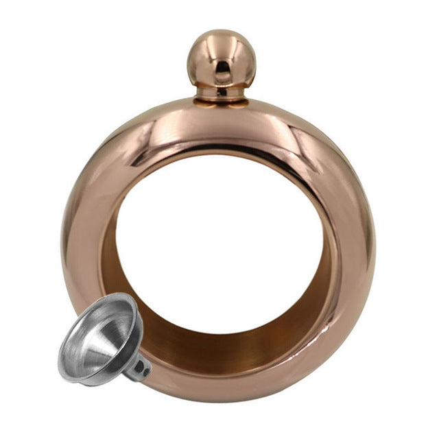 Bangle Bracelet Hip Flask Silver/Rainbow/Copper Grade 304 Stainless Steel High Quality Whiskey Drink-ware and Funnel Set - I'LL TAKE THIS