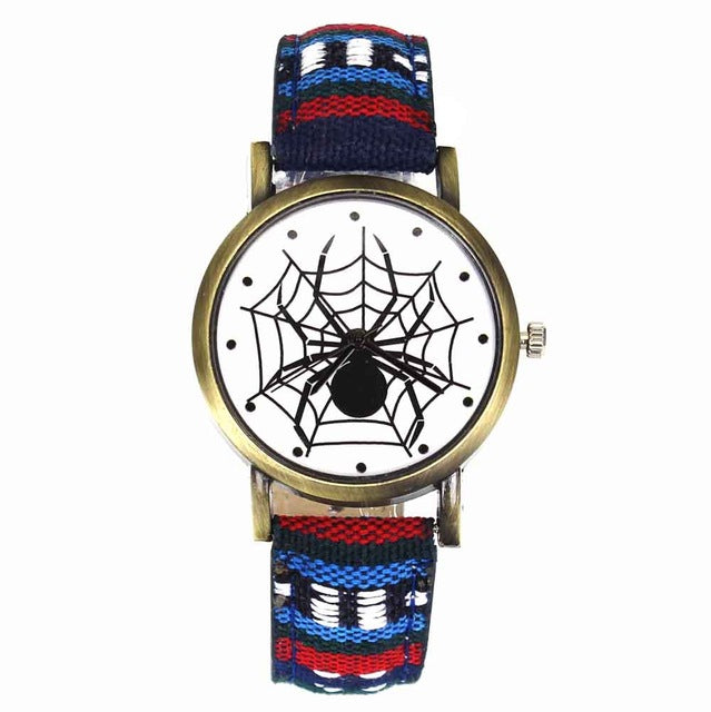 Scary Black Spider Web Insect Design Women's Watches Camouflage Canvas Belt Watchband, Quartz - I'LL TAKE THIS
